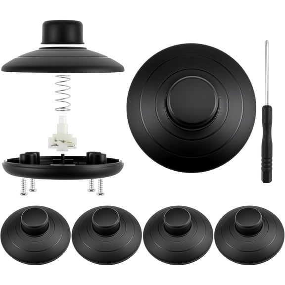 YANTONG 6-Pack Floor Lamp Pedal Switch | Black Round Inline Foot Control On/Off Replacement | Durable Step Spring Push Button for Christmas Tree & Lighting Parts