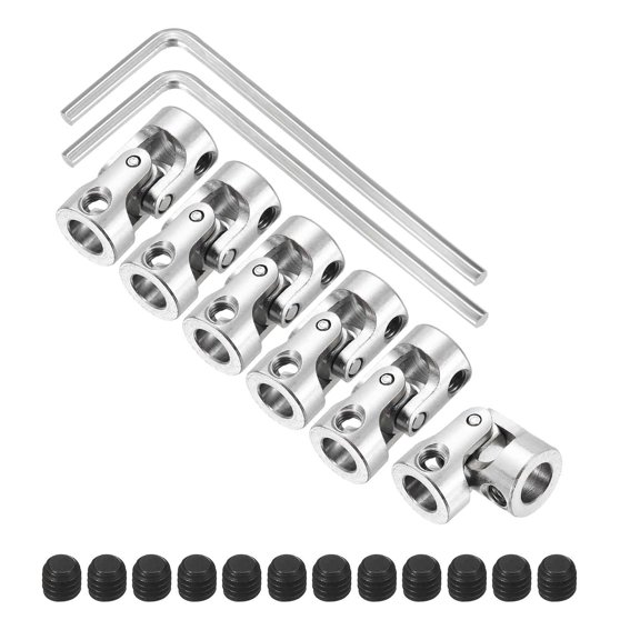 YANTONG 6Pcs 6mm to 6mm ID Steering Universal Joint Shaft Coupling, SAE 1045 Steel 45Degree Rotatable Joints Coupler with Screws Wrench Set for Model Car Ship Drive Shaft Motor