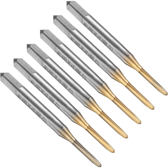 YANTONG 6pcs Straight Flute Thread Tap, M1.6 x 0.35 Metric Titanium Coated Screw Threading Tapping Tool Thread Milling Machine Taps, M35 High Speed Steel with Cobalt