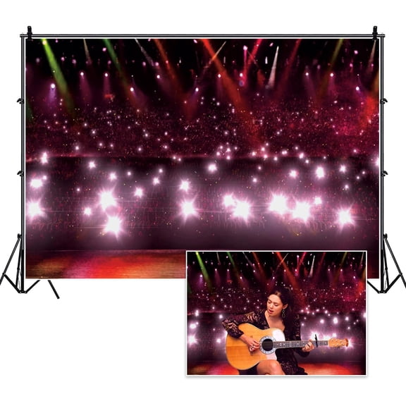 YANTONG 6x4ft Stage Spotlight Backdrop Colorful Lights Concert Audience Fans Glitter Halos Music Night Photography Background Show Prom Party Sing Dance Performance Club Photo Studio Props Polyester