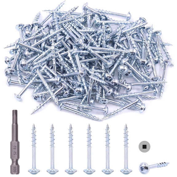 YANTONG #8 Alloy Steel Zinc Pocket Hole Screws Weather Resistant Square Drive Screws with Square Drive (1 1/2 Inch Coarse Thread-280PCS)