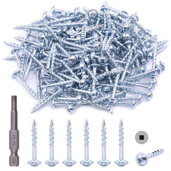 YANTONG #8 Alloy Steel Zinc Pocket Hole Screws Weather Resistant Square Drive Screws with Square Drive (1 1/4 Inch Coarse Thread-280PCS)