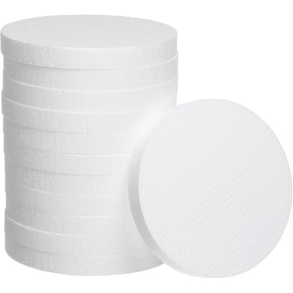 YANTONG 8 Inch Round Foam Circles for Crafts 5 Pack 1 Inch Thick Round Polystyrene Craft Discs White for Wedding Holiday Christmas Crafts Making and School Projects DIY