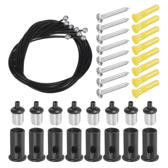 YANTONG 8Set Hexagon Garage Light Suspension Cables, 2.6ft Adjustable Ceiling Hanging Wire Cable Kit with Mount Screw Kit for Pendant Chandelier Ceiling Panel Hex Honeycomb Light, Black