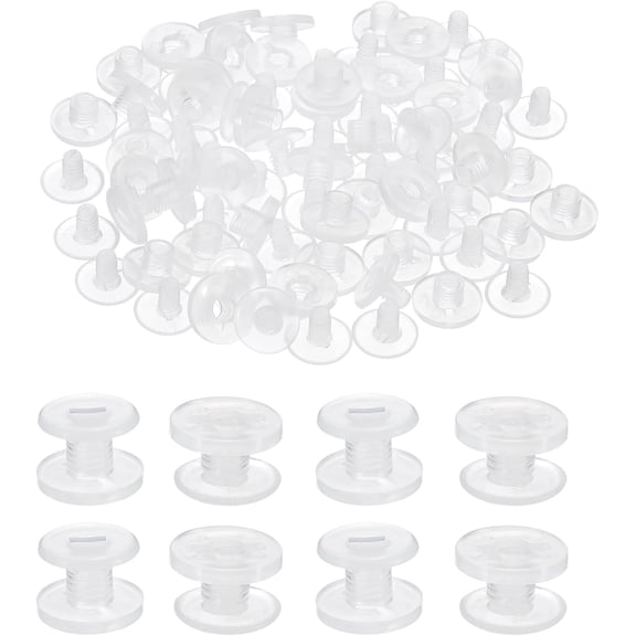 YANTONG 8mm Chicago Screws, 40 Sets Plastic Chicago Screw Binding Post Screw Rivets Post for Leather Belt Scrapbook Photo Albums, Clear