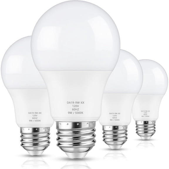 YANTONG A19 LED Light Bulbs Dimmable, 60W Equivalent, 5000K Daylight White, E26 Standard Medium Base, 900 Lumen, 9W Bright Lighting Bulb, 4-Pack