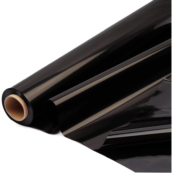 YANTONG Black Cellophane Wrap Roll,Colorful Cello 34 In Wide X 100 Ft Long, Translucent Colored Cellophane Wrapping Paper for Gift Baskets Wrap, Treats, Holiday, DIY Arts Crafts Decoration (Black)