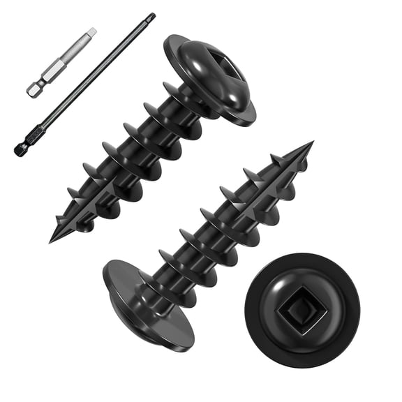 YANTONG (Black) Pocket Hole Screws # 8 * 3/4 "194pcs 1lbs Square Hole Wood Screws and Round Head Square Hole self Tapping Screws are Suitable for Wooden use.150MM,60MM Drive bit Included.