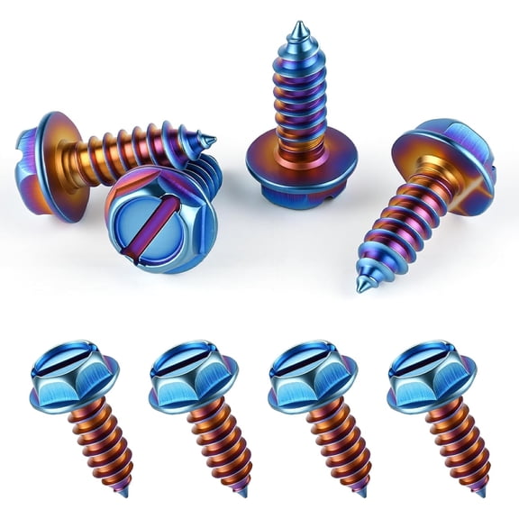 YANTONG Burnt Titanium License Plate Screws, 8-Piece Premium Stainless Steel Self-Tapping Bolts for Cars and Trucks