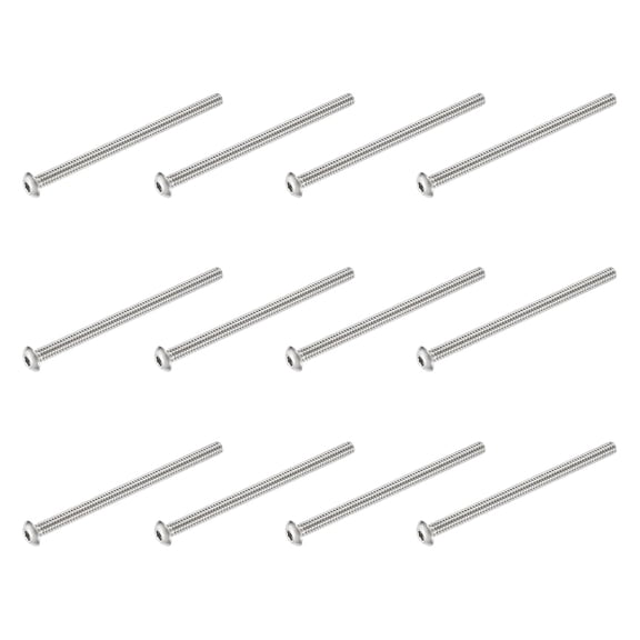 YANTONG Button Head Socket Cap Screws, 12 PCS #10-24 UNC x 3 Inch 304 Stainless Steel Hex Drive Fully Thread Machine Bolts Screw for Furniture Water Pump Light Fixture, Silver