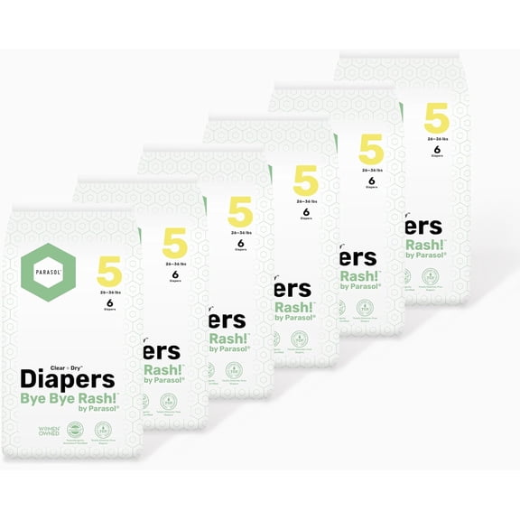 YANTONG Clear+Dry Disposable Diapers, RashShield Protection, Leakproof Design, Hypoallergenic Diaper Set | Size 5 (26 lbs.) 36 Count