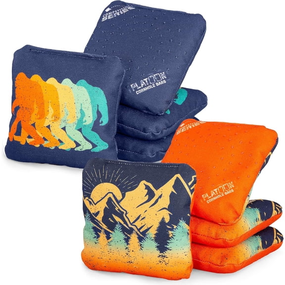 YANTONG Competition Series Cornhole Bags Set of 8 Regulation Professional Weight Double Sided Slick and Stick with Rubber Sticky Dot Slow Side for Pro Corn Hole Bean Bag Toss Game-Designed in USA
