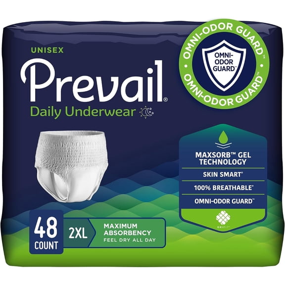 YANTONG Daily Protective Underwear - Unisex Adult Incontinence Underwear - Disposable Adult Diaper for Men & Women - Maximum Absorbency - XX-Large - 12 Count (Pack of 4)