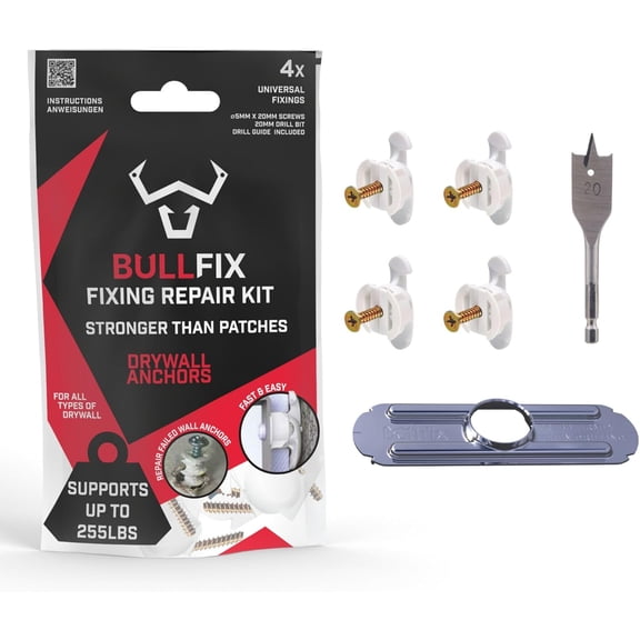 YANTONG Drywall Hole Repair Kit - Wall Fixer Hole Kit with Universal Anchors & Screws for Cavity Walls, Stud & Dot Dab, Supports Up to 255 lbs, Dry Wall Repair Kits with Drill Bit & Guide - 4 Pack