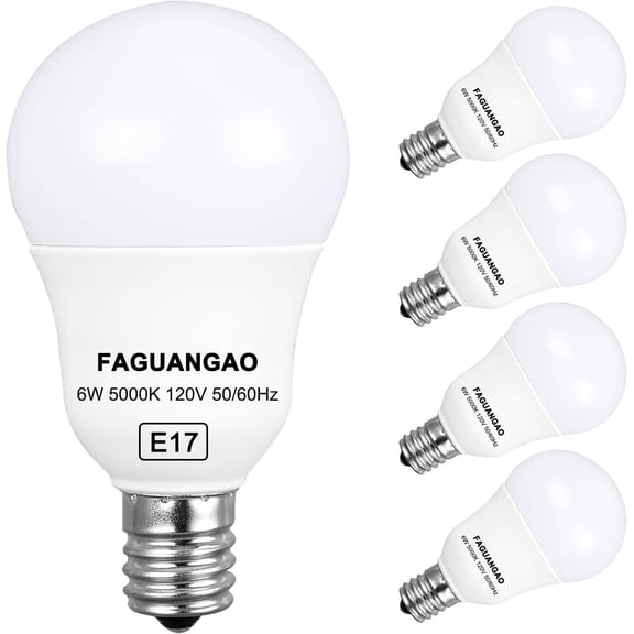 YANTONG E17 Intermediate Base LED G14 Bulbs, 6W 60W Equivalent, 5000K Daylight, 600LM,Globe Light Bulbs for Ceiling Fan, Chandelier Lighting, Not Dimmable, Pack of 4