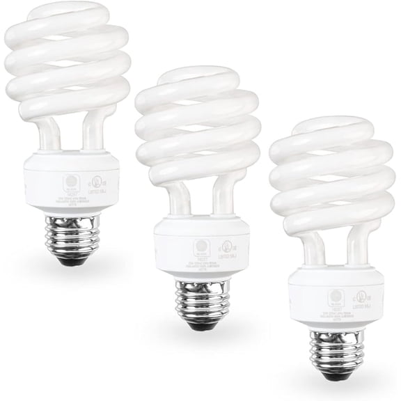 E26 Standard Screw Base 23Watt CFL Light Bulb - 3 Pack 2700 Kelvin for a Warm White and 1600 Lumens (100 Watt Light Bulb Equivalent) - UL Listed