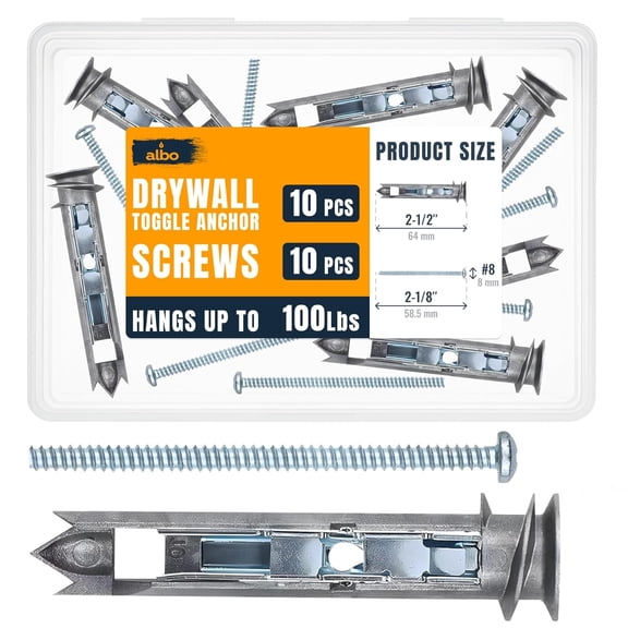 YANTONG EZ Self-Drilling Drywall Toggle Anchors Kit Heavy Duty Metal Anchors with Screws (10 Pack) Holds Up to 100 lbs Perfect Toggle Bolts for Drywall & Hollow Walls