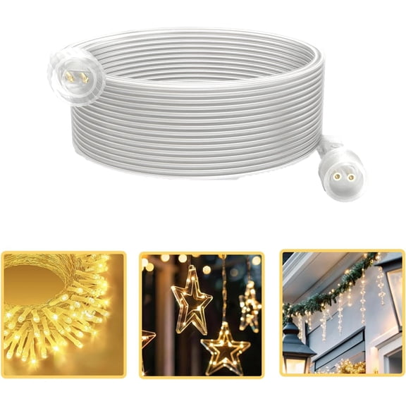 YANTONG Extension Cords for String Lights Inflatable Decorations, 2 Pin 32.8FT Outdoor Extension Cable Waterproof for Class2 Power Adapter Solar Pannel Holiday Transparent