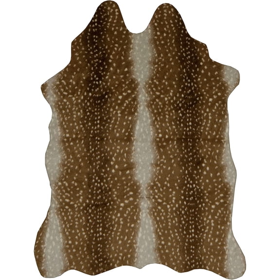 YANTONG Faux Cow Hide Mini Scatter Size Antelope Print in Beige and White Polyester Hand Made 3'10" X 5' Area Rug