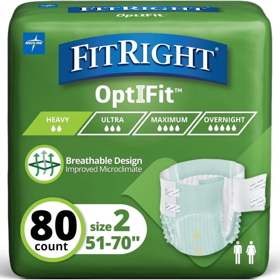 YANTONG FitRight Stretch Extra Adult Diapers, Disposable Incontinence Briefs with Tabs, Moderate Absorbency, Large / X-Large, 51"-70", 4 packs of 20 (80 total)