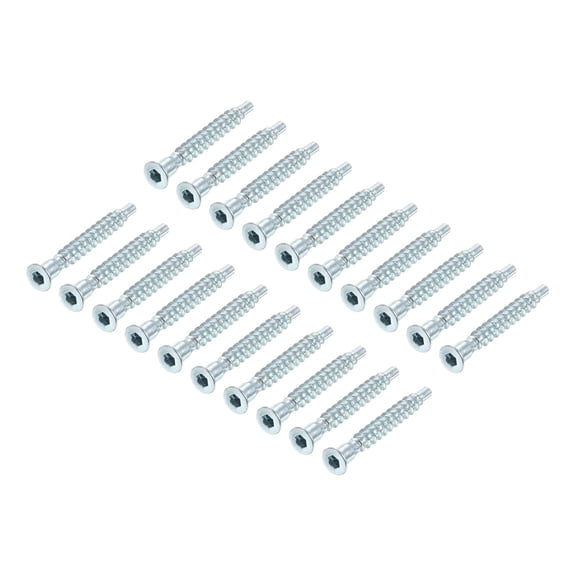 YANTONG Furniture Confirmat Screw, 50pcs 5x40mm Hex Socket Wood Screws Zinc Plated Countersunk Self-Tapping Furniture Connecting Screw