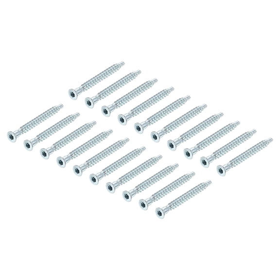 YANTONG Furniture Confirmat Screw, 50pcs 5x50mm Hex Socket Wood Screws Zinc Plated Countersunk Self-Tapping Furniture Connecting Screw