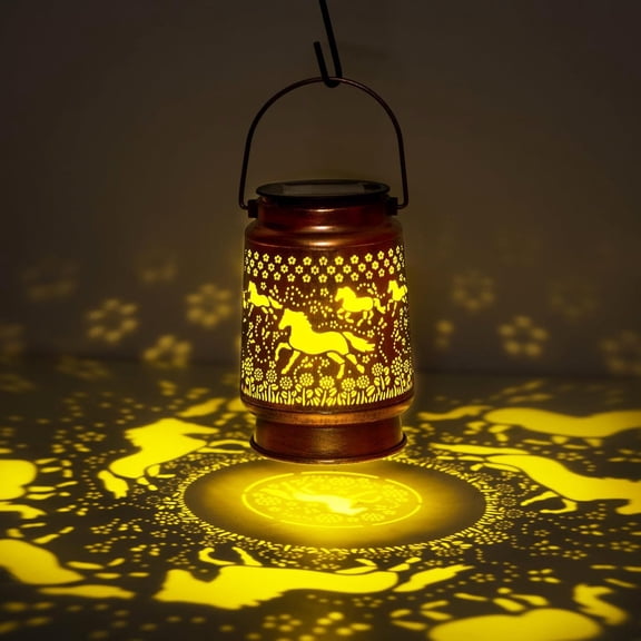 YANTONG Horse Lover Gifts Solar Lanterns Outdoor Decor, Gifts for Mom Women Dad Men, Metal Decorative LED Lanterns for Yard, Patio, Lawn, Tabletop, Pathway, Landscape, Garden Decor