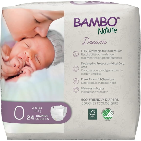 YANTONG Hypoallergenic Dream Baby Diapers, Premium Eco-Labeled Sustainable Diapers, Enhanced Leakage Protection, Totally Chlorine-Free, Skin Friendly, and Super Absorbent - Size 0 (24 Count)