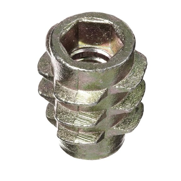 YANTONG Knife Threaded Insert for Soft Wood, Zinc Hex-Flush Thread Inserts 10-24 Internal Threads, 0.512" Length Pack of 50