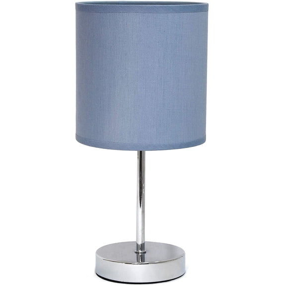YANTONG LT2007-PRP Chrome Mini Basic Table Lamp with Fabric Shade, Periwinkle Purple