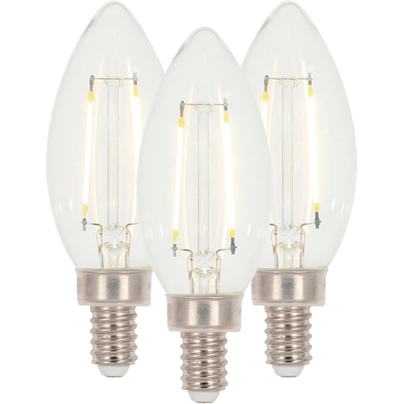YANTONG Lighting 5059200 2 Watt (25 Watt Equivalent) B11 Dimmable Clear Filament LED Light Bulb, Candelabra Base (Pack of 3)