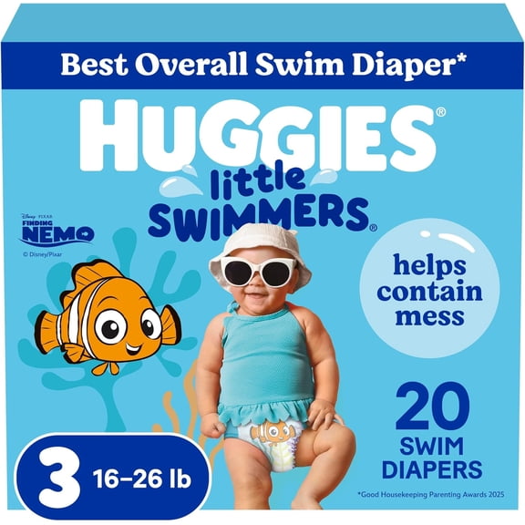 YANTONG Little Swimmers Disposable Swim Diapers, Size 3 (16-26 lbs), 20 Ct