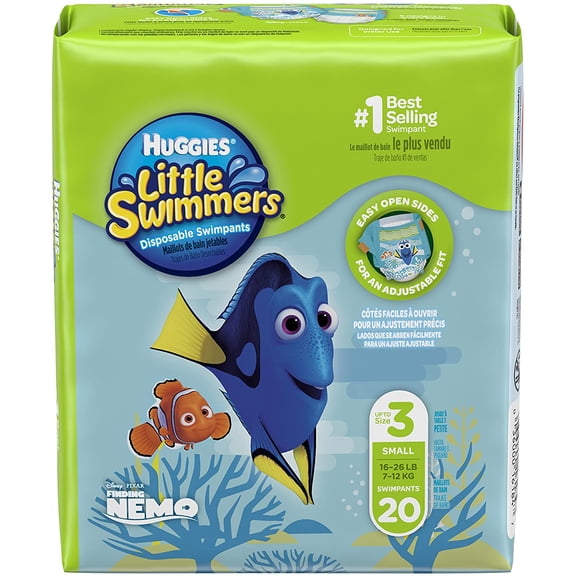YANTONG Little Swimmers Disposable Swim Diapers, Swimpants, Size 3 Small (16-26 lb.), 20 Ct. (Packaging May Vary) (Pack of 4)