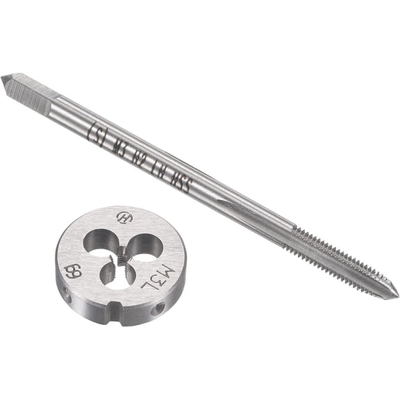 YANTONG M3 x 0.5mm Metric Left Hand Tap and Die Set, Machine Thread Screw Tap with Round Threading Die, Tap & Die Kit for Nut Screw Bolt Thread Repair