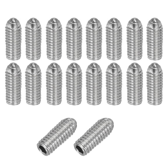 YANTONG M4x10mm Ball Point Set Screws, 20 Pcs 304 Stainless Steel Hex Socket Spring Ball Point Grub Screws for Industrial Machine Home Furniture Workplaces, Silver