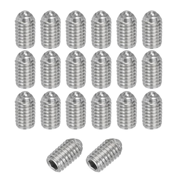 YANTONG M6x10mm Ball Point Set Screws, 20 Pcs 304 Stainless Steel Hex Socket Spring Ball Point Grub Screws for Industrial Machine Home Furniture Workplaces, Silver
