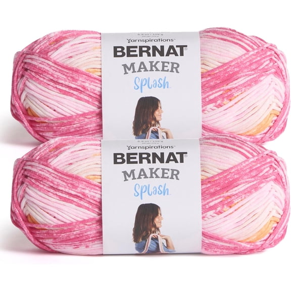YANTONG Maker Splash Fruity Pop Yarn - 2 Pack of 250 g / 8.8 oz - 75% Cotton 25% Nylon - #5 Bulky - 279m /305Yards - for Knitting, Crochet and Amigurumi