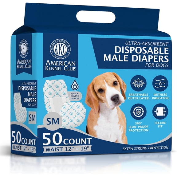 YANTONG Male Dog Wrap, Disposable Diapers with Wetness Indicator, Small, 50 Count