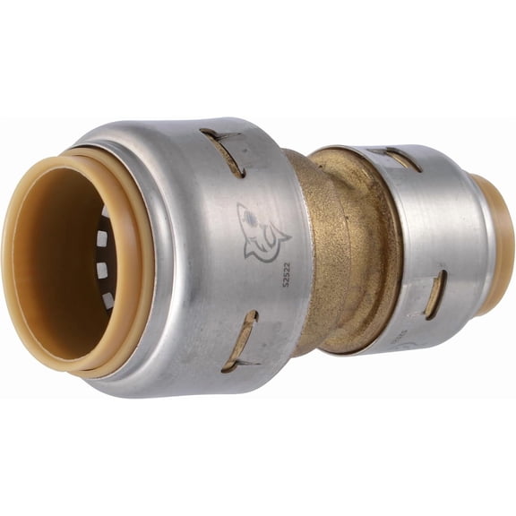YANTONG Max 3/4 Inch x 1/2 Inch Reducing Coupling, Push to Connect Brass Plumbing Fitting, PEX Pipe, Copper, CPVC, PE-RT, HDPE, UR058A