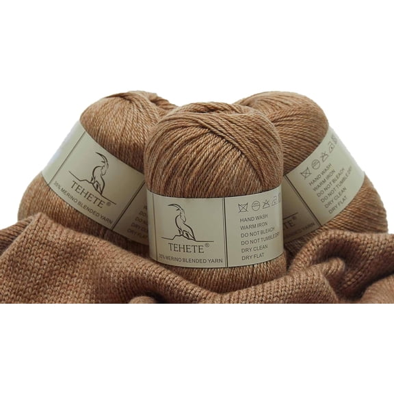 YANTONG Merino Wool Yarn for Knitting 3-Ply Soft Lightweight 150g Crochet Yarn (Khaki)