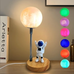 YANTONG Moon Lamp for Kids,Space Buddy Lights with 7 Color Astronaut Night Light,USB Powered and Button Control 3D Moon Table Lamp,Perfect for Bedroom,Nursery and Space-Themed Parties (Moon)