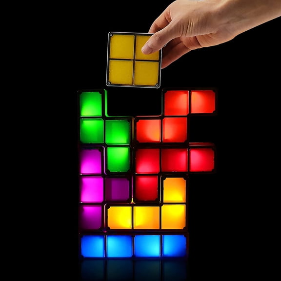 YANTONG Night Light,DIY Stackable LED 7 Colors Interlocking Induction Novelty Desk Lamp,3D Puzzle Magic Light Bright Toy for Kids Teens,Gamer Decor Ideal Gift