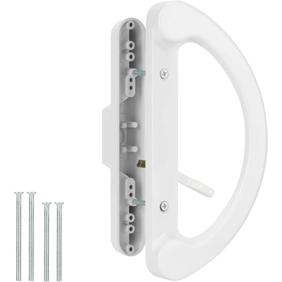 YANTONG Patio Sliding Glass Door Handle Replacement Set Mortise Style Reversible Design Non-keyed Sliding Patio Door Handles, White Diecast Finish Fits 3-15/16 Screw Hole Spacing