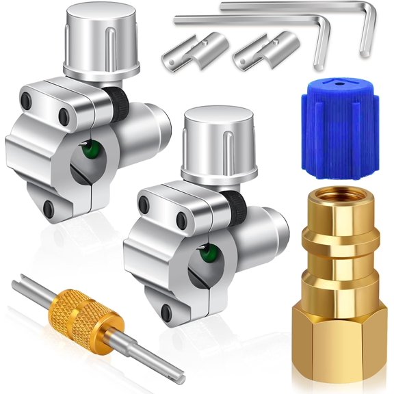 YANTONG Piercing Valve for Refrigerator-BPV31 Bullet Piercing Valve with Brass Low Side R12 to R134a Conversion Adapter Line Tap Valve A/C Retrofit Valve Kit, for HVAC Fridge Refrigerant System