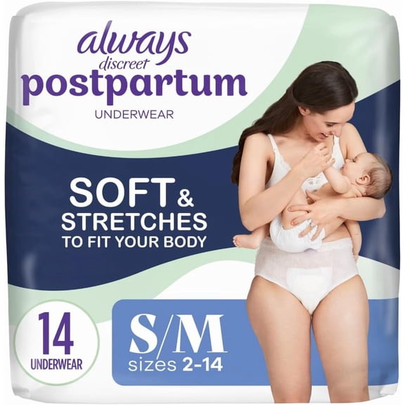 YANTONG Postpartum and Adult Incontinence Underwear for Women, Small/Medium, Maximum Protection, 14 Count
