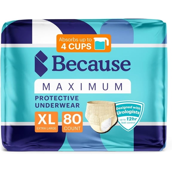 YANTONG Premium Maximum Plus Adult Incontinence and Postpartum Bladder Leak Underwear for Women, Maximum Absorbency, Disposable, Beige, XLarge, 80 Count (4 Packs of 20)