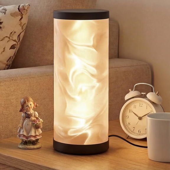 YANTONG Prism Glow Table Lamp - 3 Color Temperatures USB Control Bedside Lamp, Dimmable Desk Light for Bedroom Living Room & Office, Modern Reading Lamp for Home Desk Decor (Water Ripple, Black)