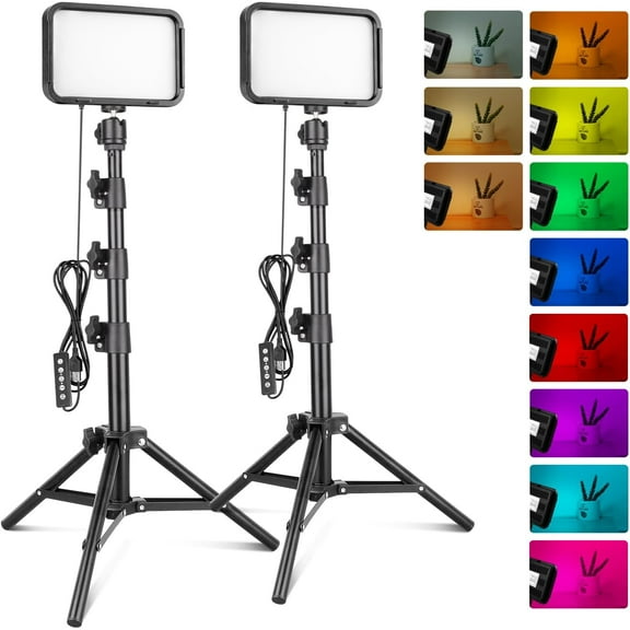YANTONG RGB Photography Video Lighting, Studio Lights with Adjustable Tripod Stand - 16 Color Lighting for Video Recording/YouTube/TikTok/Live Streaming/Make up/Vlogging