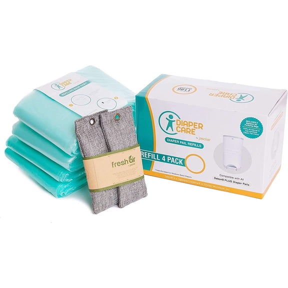 YANTONG Refill Bags Compatible with Dekor Plus Diaper Pail (4 Pack) | Odor-Locking Multi-Layer Liners | Light Baby Powder Scent | Leak-Resistant & Easy to Use | Not for Dekor Classic