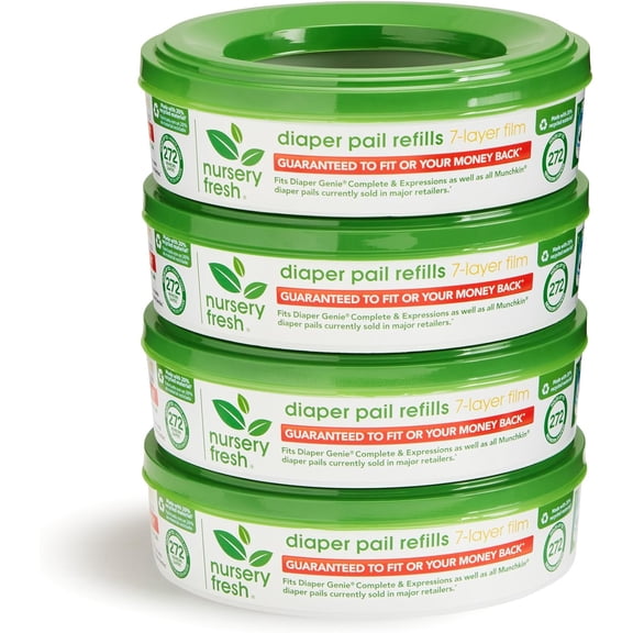 YANTONG Refill Rings for Diaper Genie and Munchkin Diaper Pails, Holds up to 1,088 Newborn Diapers, 4 Pack